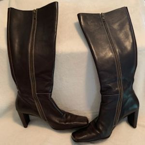 Anne klein leather zip up high heal boots